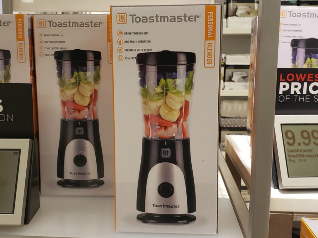 Mini blender in package on display at store