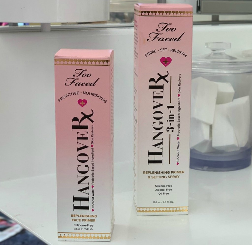 Too Faced Hangover Primer in two kinds on display at store