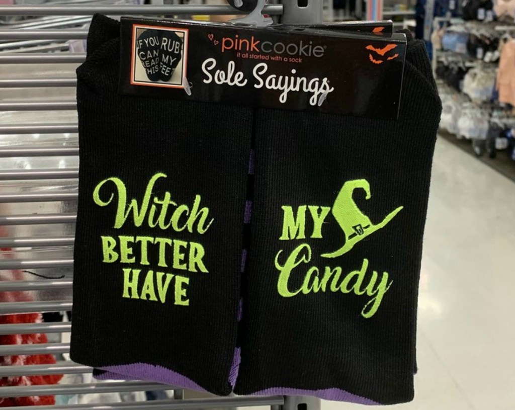 Women's socks with witchy phrase in green at Target