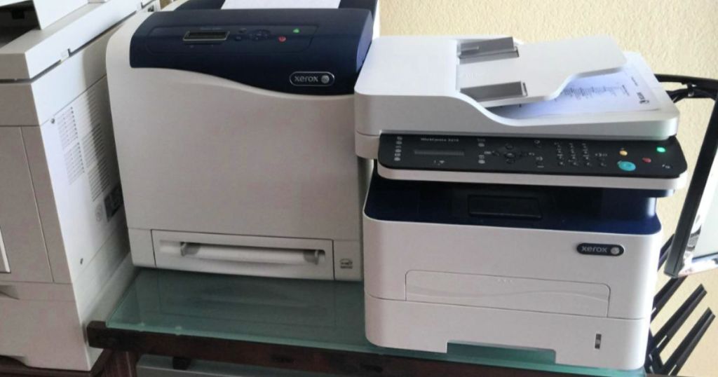 Xerox WorkCentre Black & White Laser All-in-One Printer on table