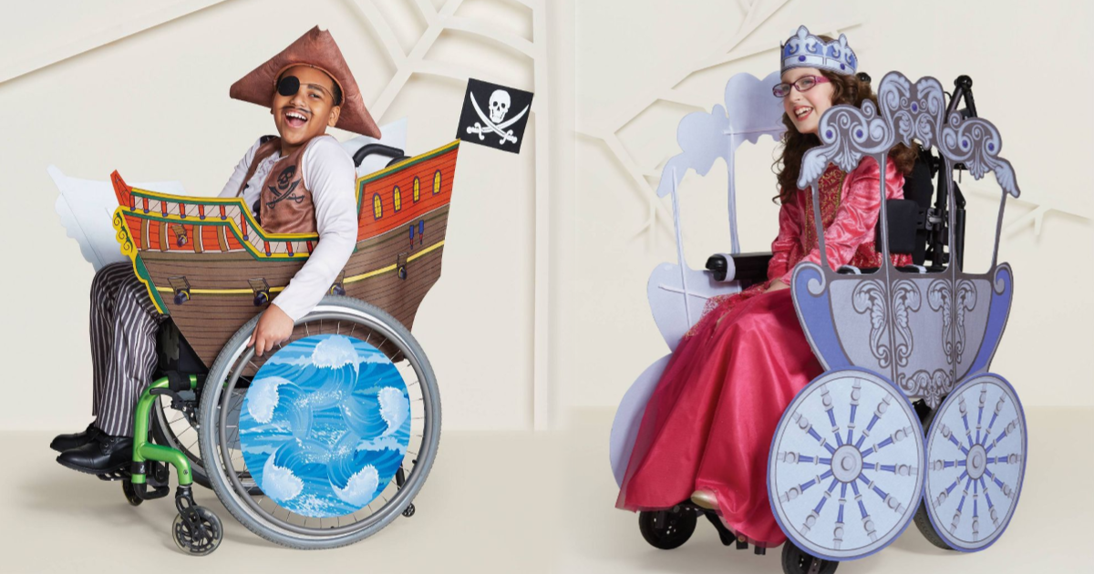 pirate ship and princess carriage wheelchair costumes