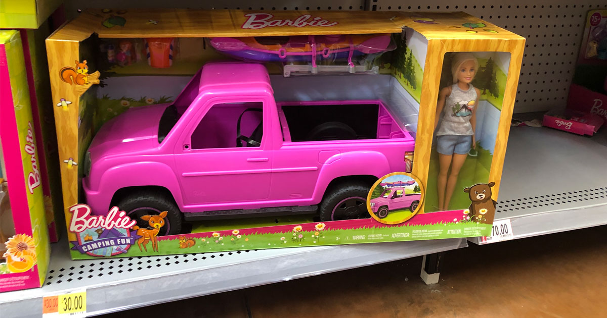 Barbie FNY40 Fun Doll Truck and Sea Kayak Camping Adventure Toys Pink for sale online 