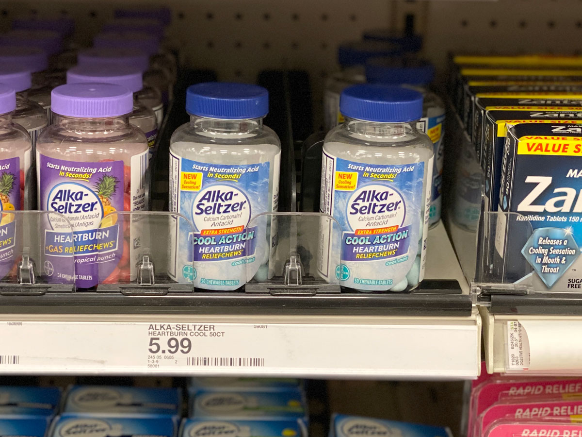 alka-seltzer cool action heartburn relief chews on shelf at Target
