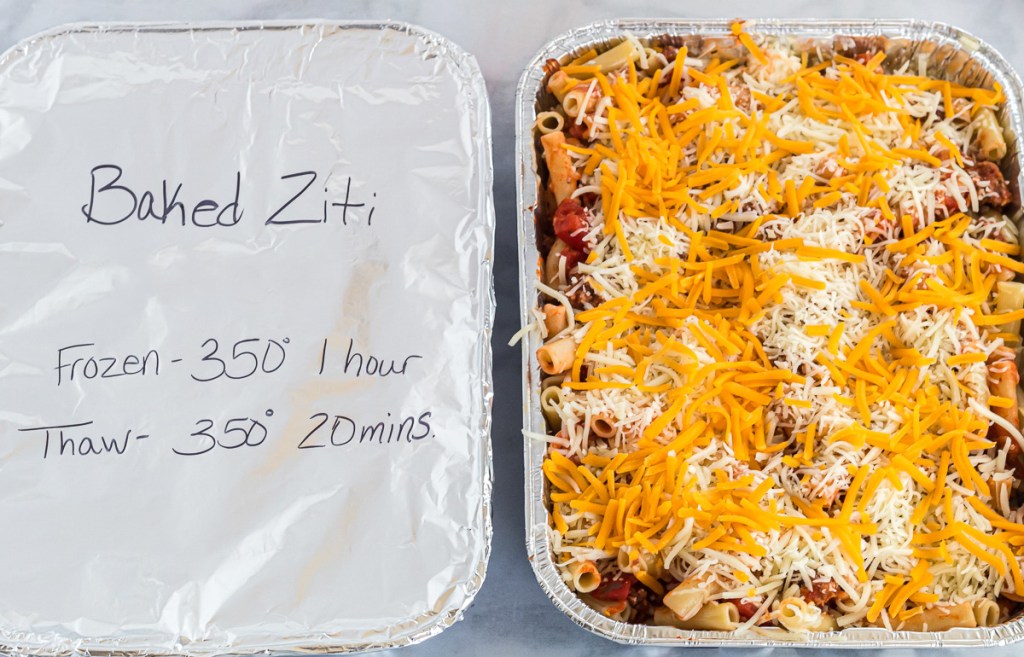 baked ziti in foil pan with cooking instructions
