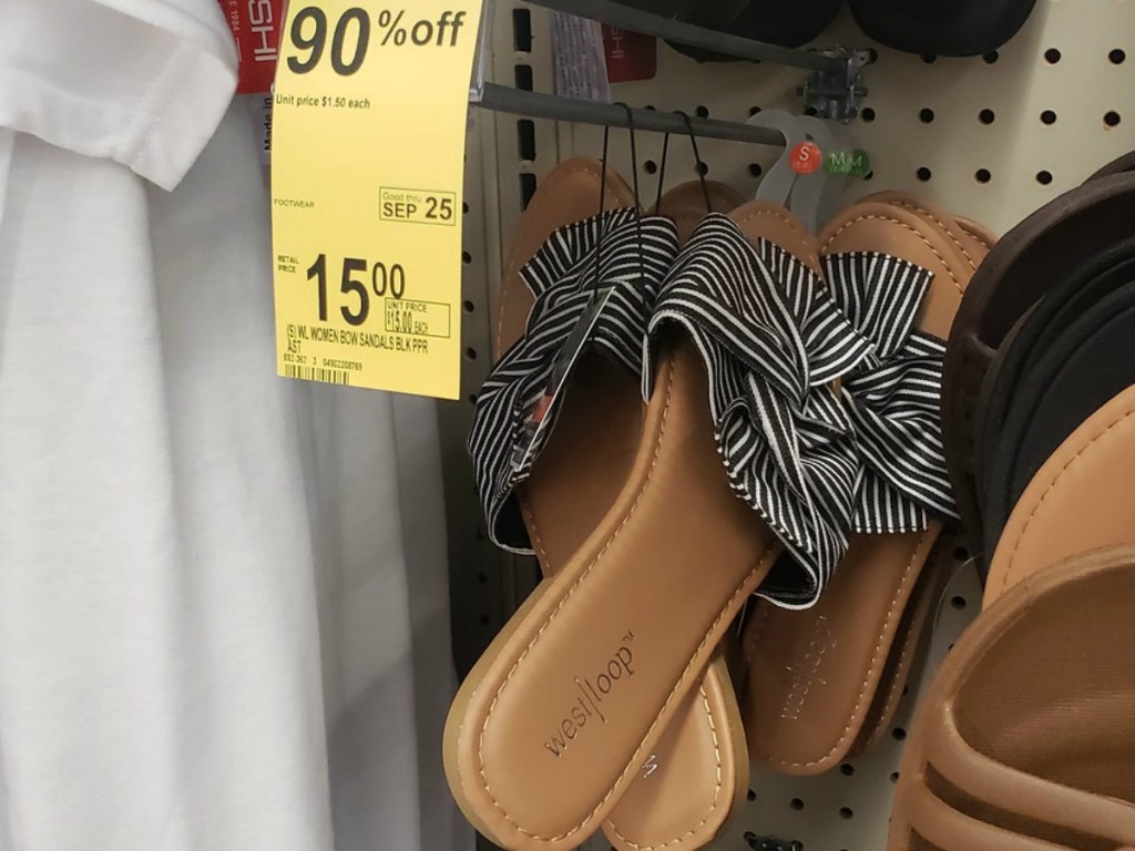 black and white bow sandals at walgreens