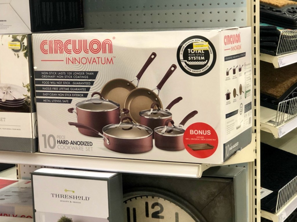 box with pans in it on store shelf