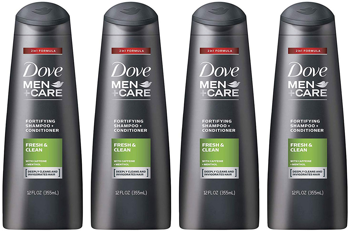 stock image of Dove men+care fresh and clean shampoo four pack