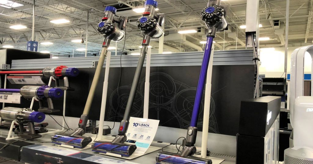 dyson stick vacuums on display