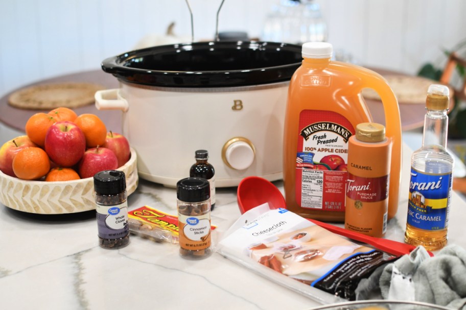 ingredients to make mulled apple cider