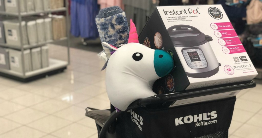 pillow and instant pot in kohl's basket at store