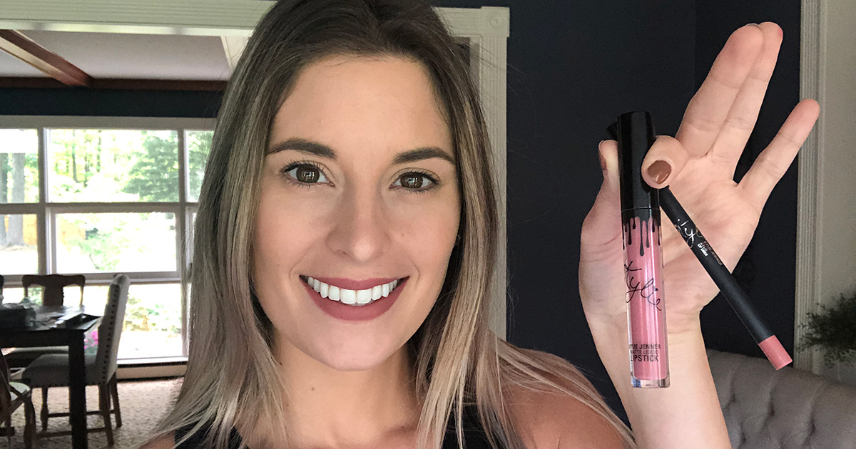 Emily with Kylie lip kit products