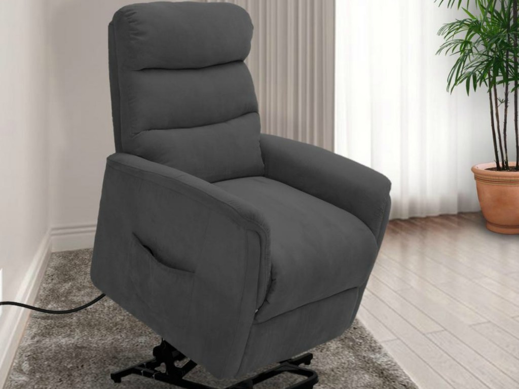 grey lift chair in lifting position