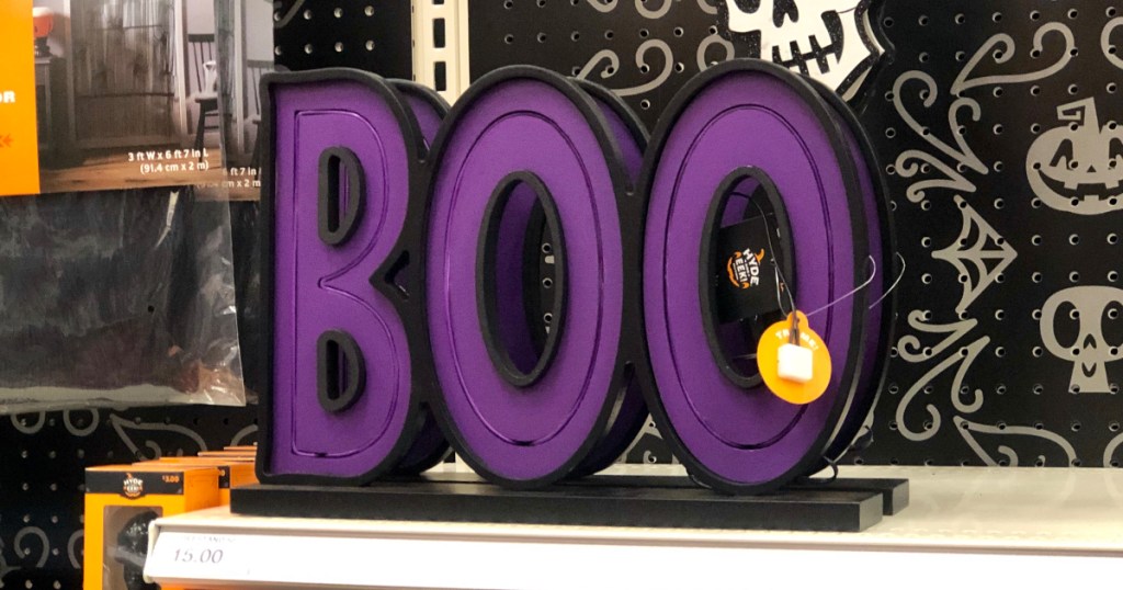 Lit tabletop boo sign
