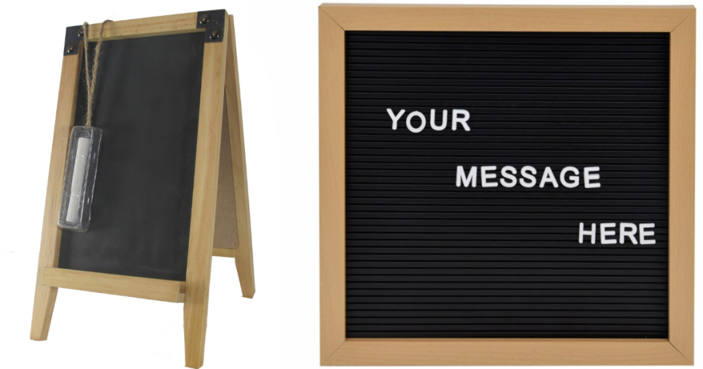 chalk and letter memo boards