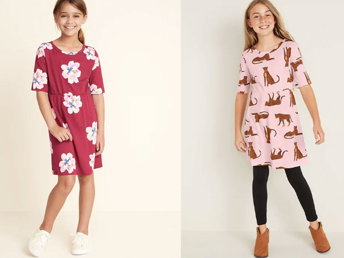old navy girls fit and flare jersey dresses