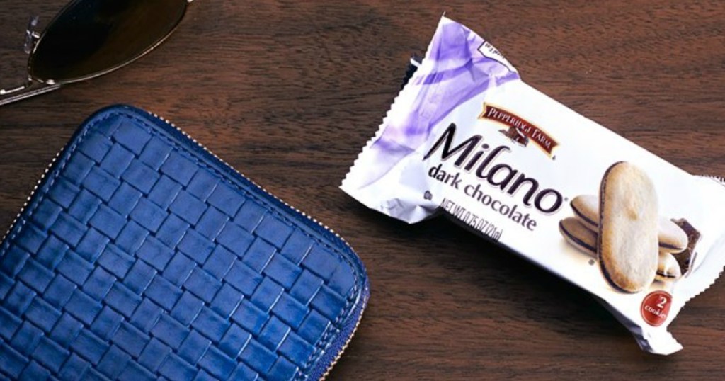 pack on milano cookies on desk