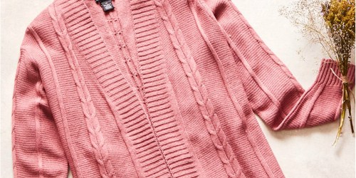 Cable Back Open Cardigan Just $14.99 at Zulily | Available in Sizes Up to 3X