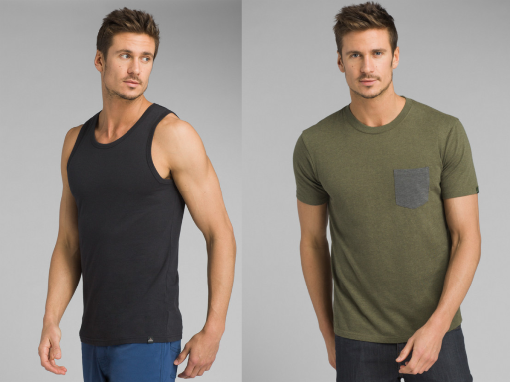men modeling tank top and t-shirt