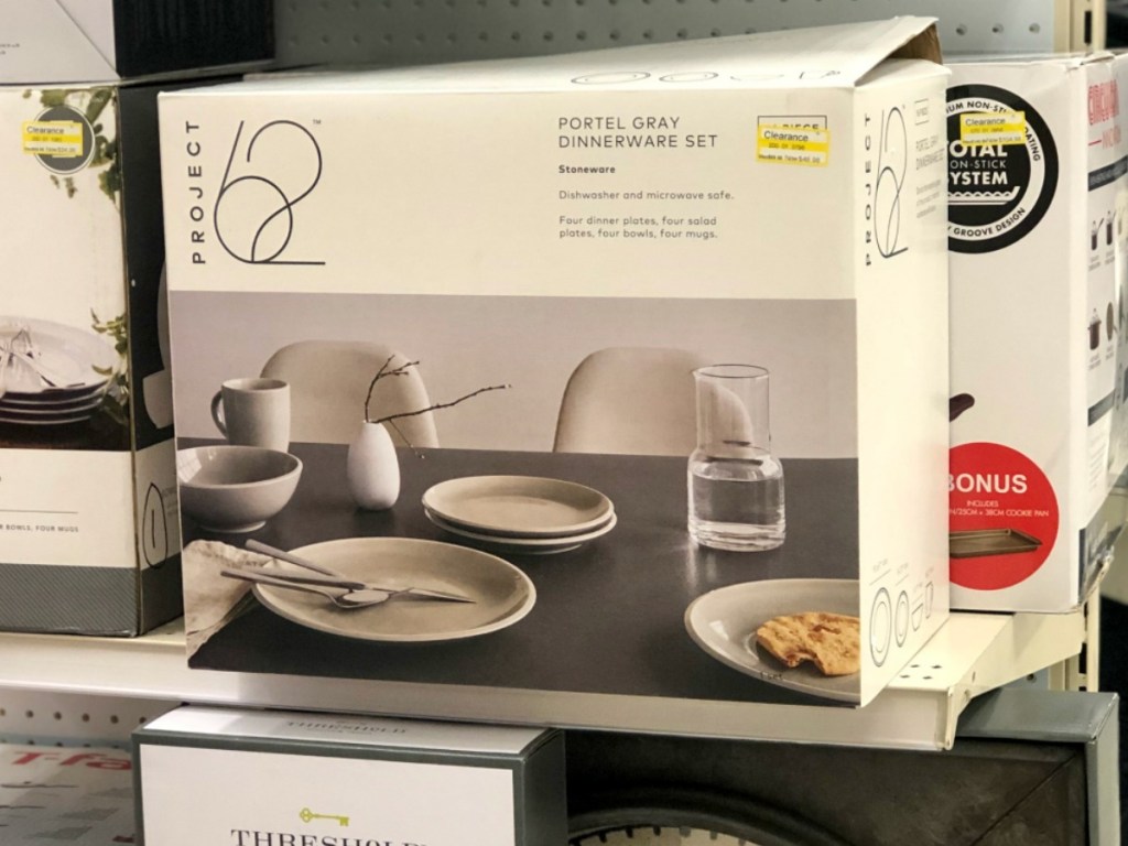 box of dishes on store shelf