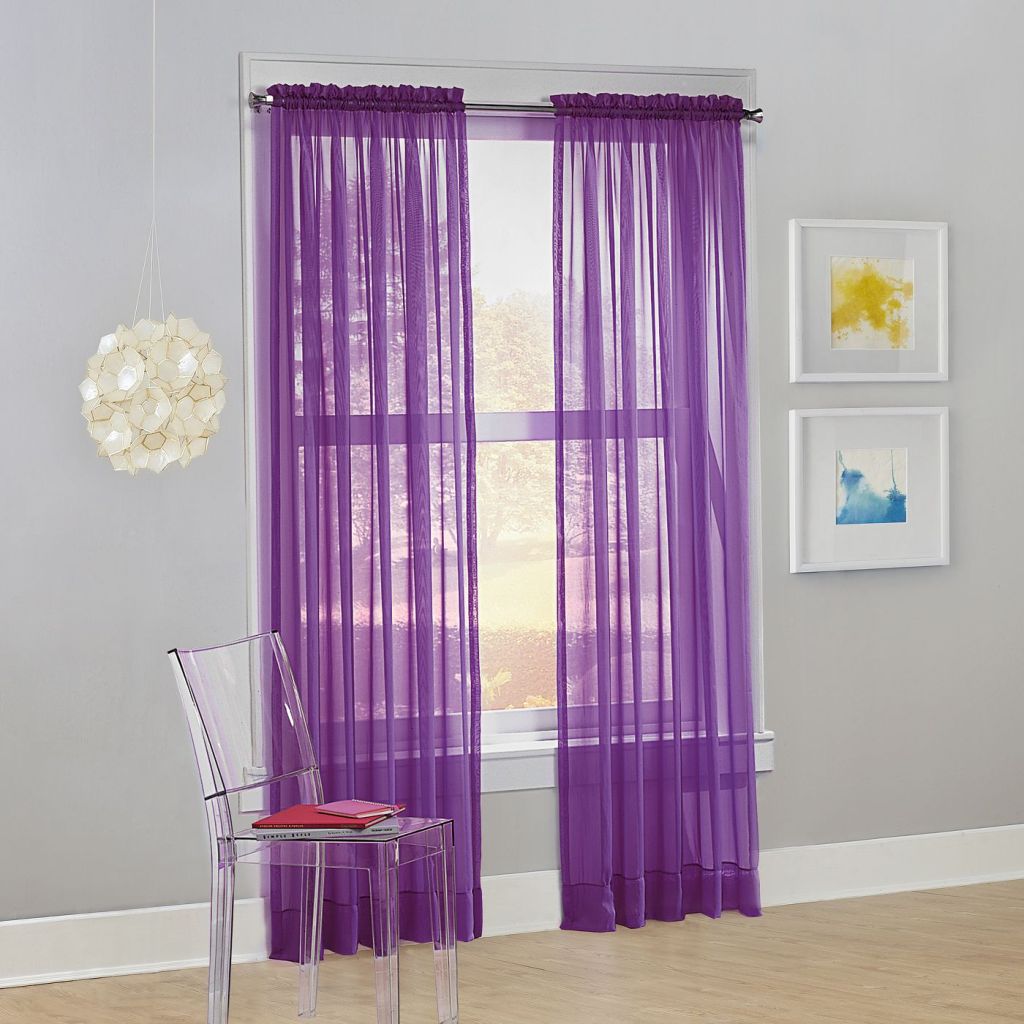 Purple Sheer curtains in kid's room