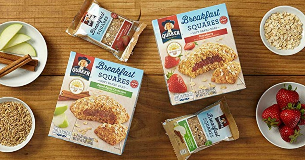 table with oatmeal squares to eat in packages