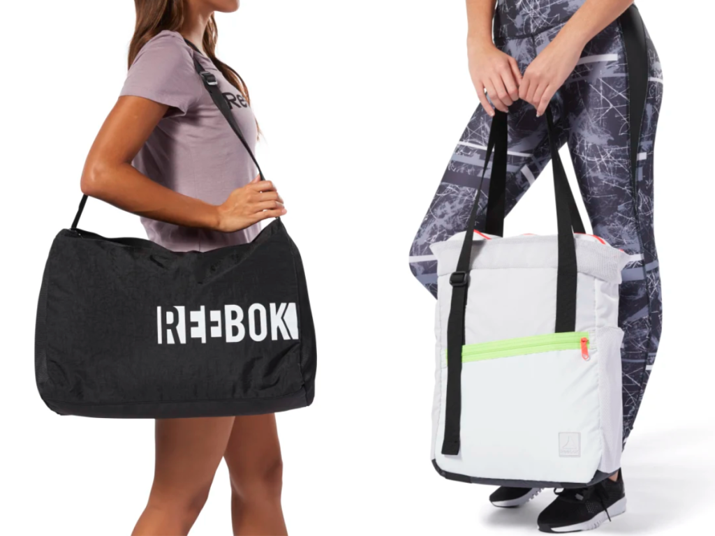 women modeling reebok bags