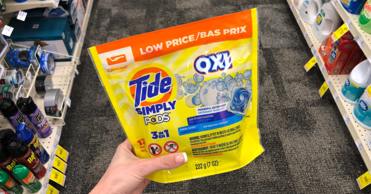 hand holding tide simply pods in store