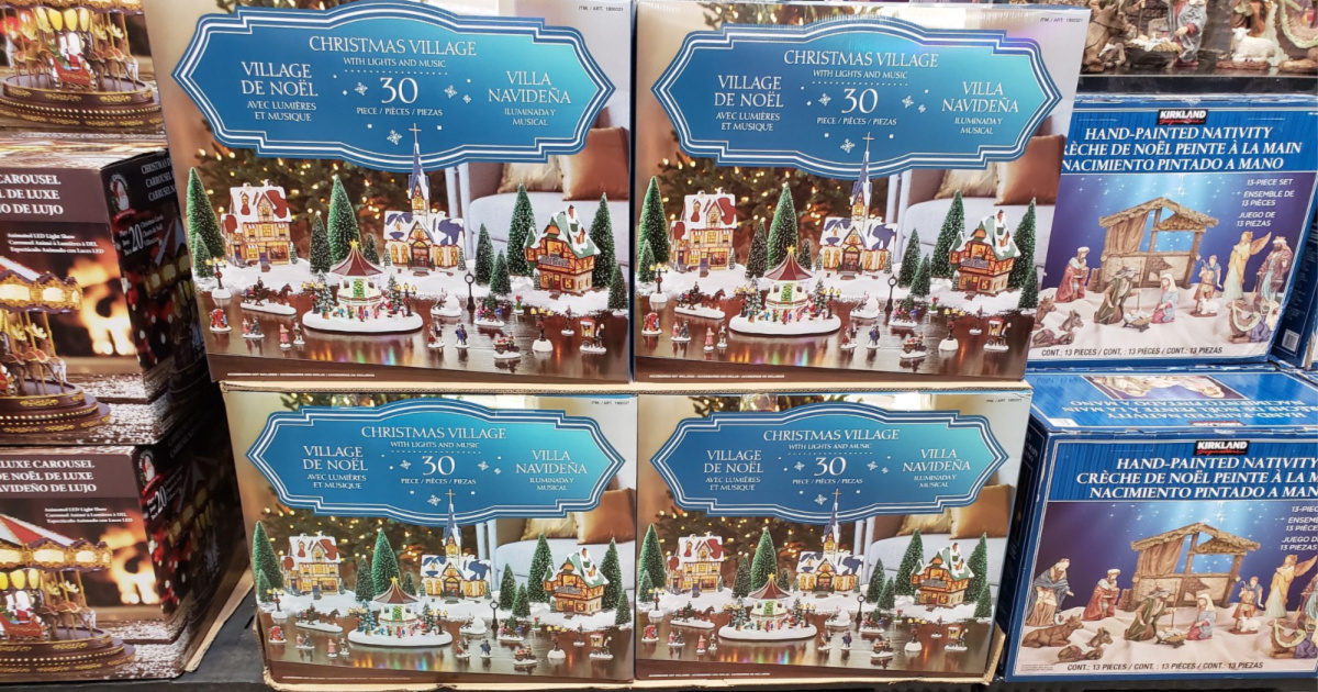 Costco Christmas Village outlet with Lights and Music 30 Piece In Box 1900200