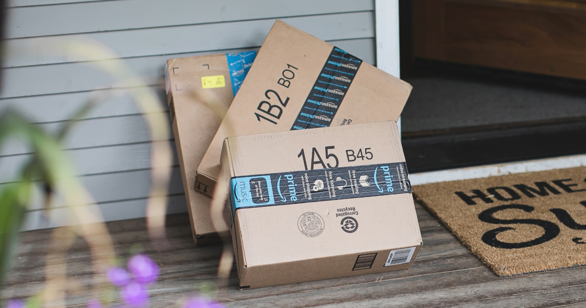 Amazon boxes on porch
