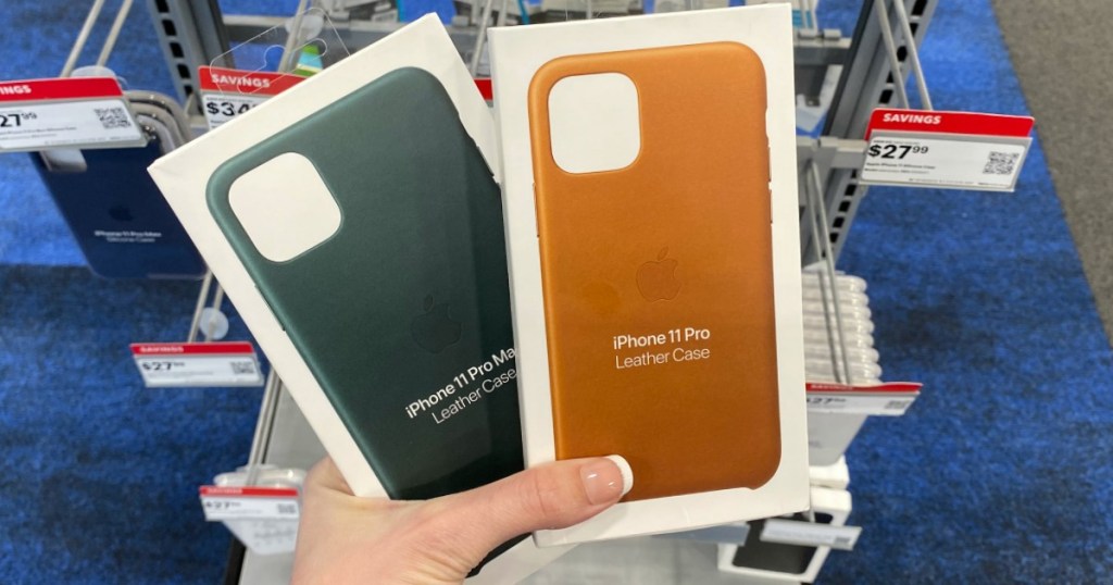 Apple iPhone 11 Phone Cases in boxes in hand in Best Buy