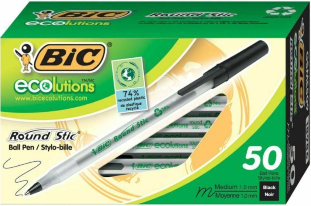 BIC Ecolutions Round Stic Ball Pens 50-Pack
