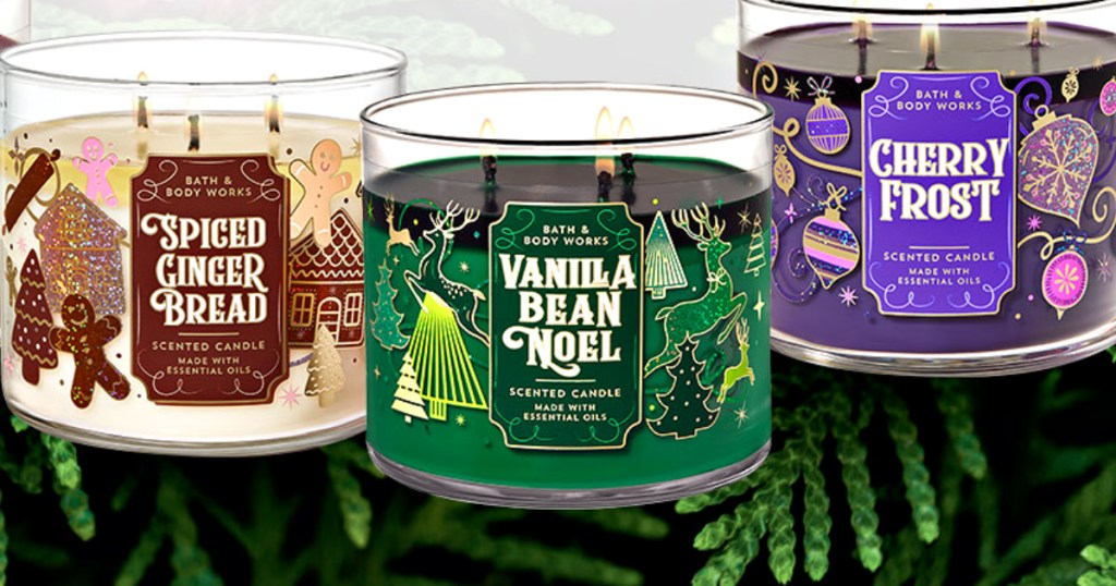 3 bath and body works holiday 3-wick candles
