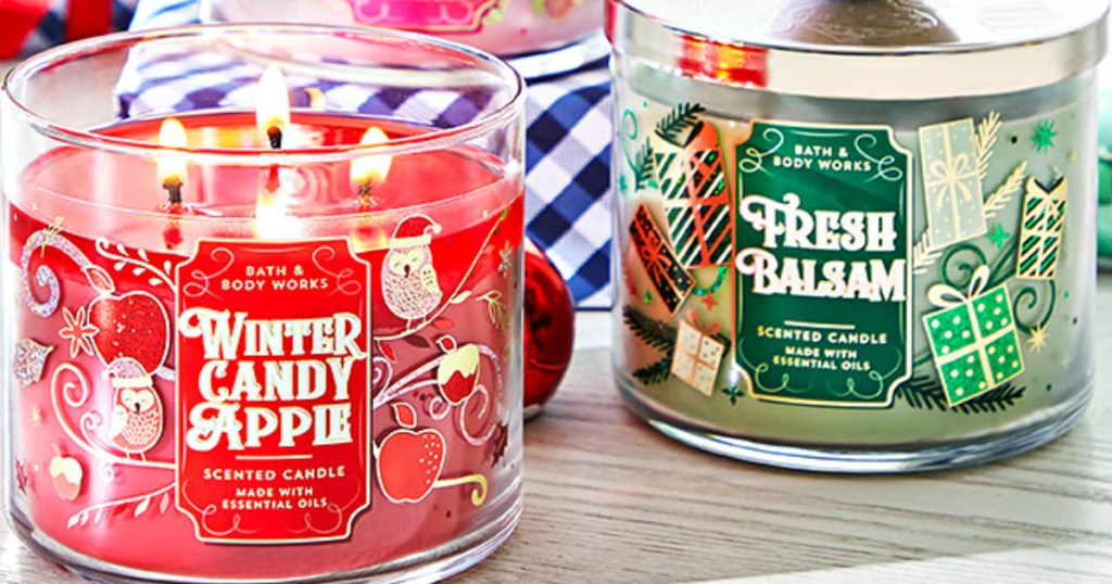 two bath and body works holiday candles