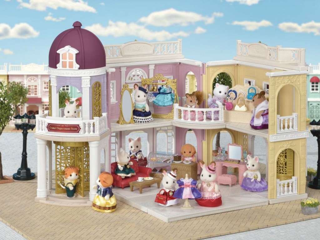 Calico Critters Grand Department Store set up with Calico Critters figures