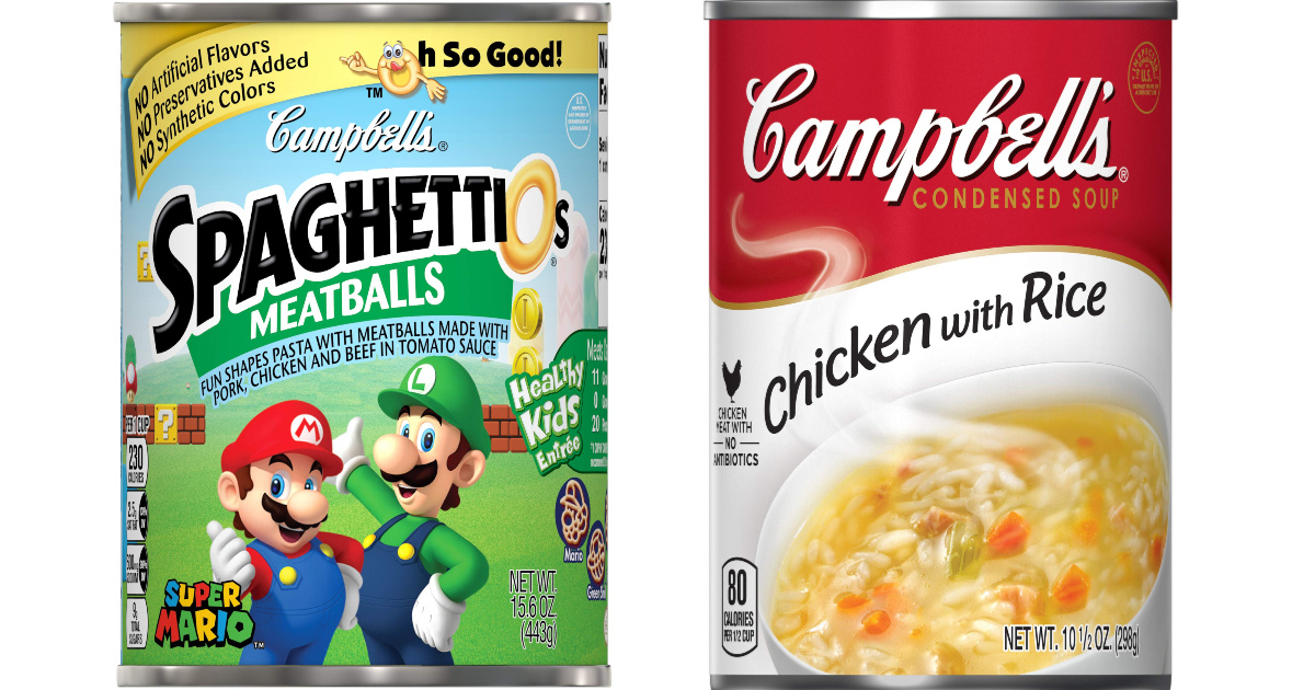 can of spaghettios and soup