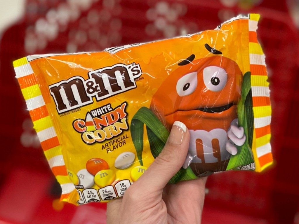Candy Corn M&M's in package in hand at Target