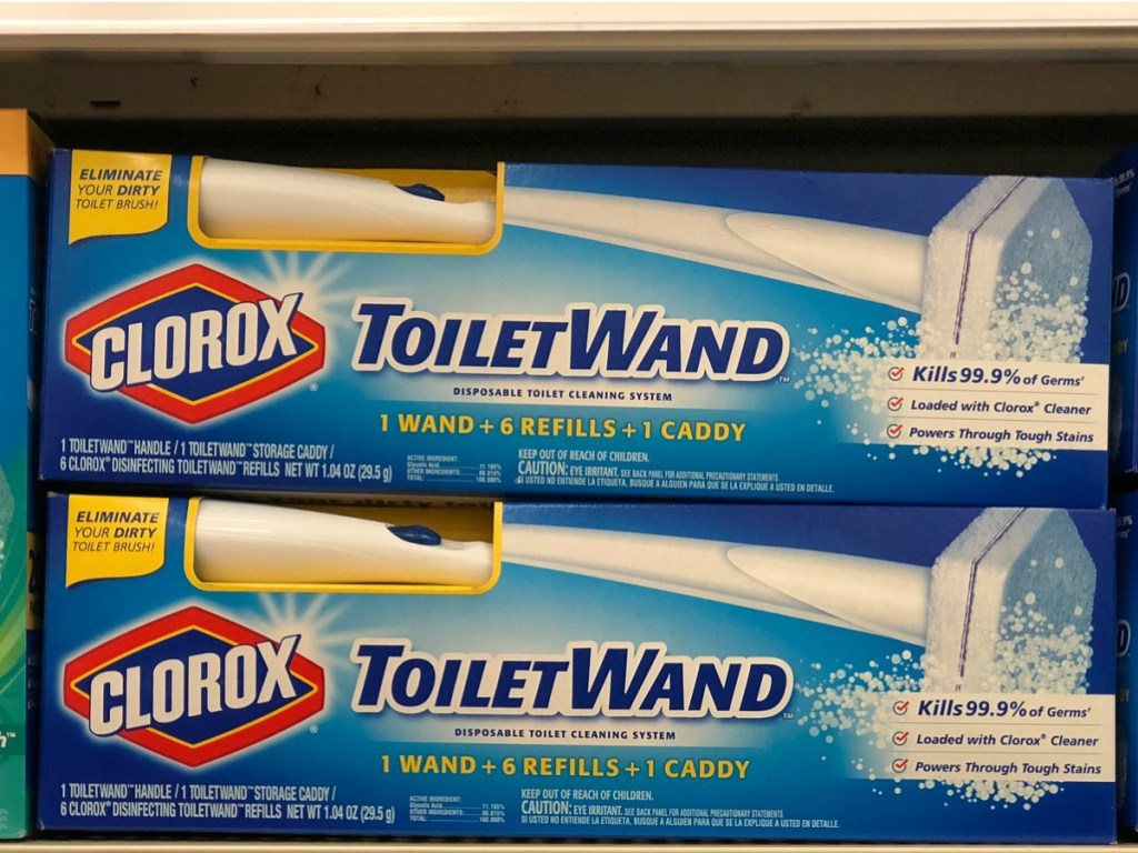 Two packages of Clorox ToiletWand stacked in-store