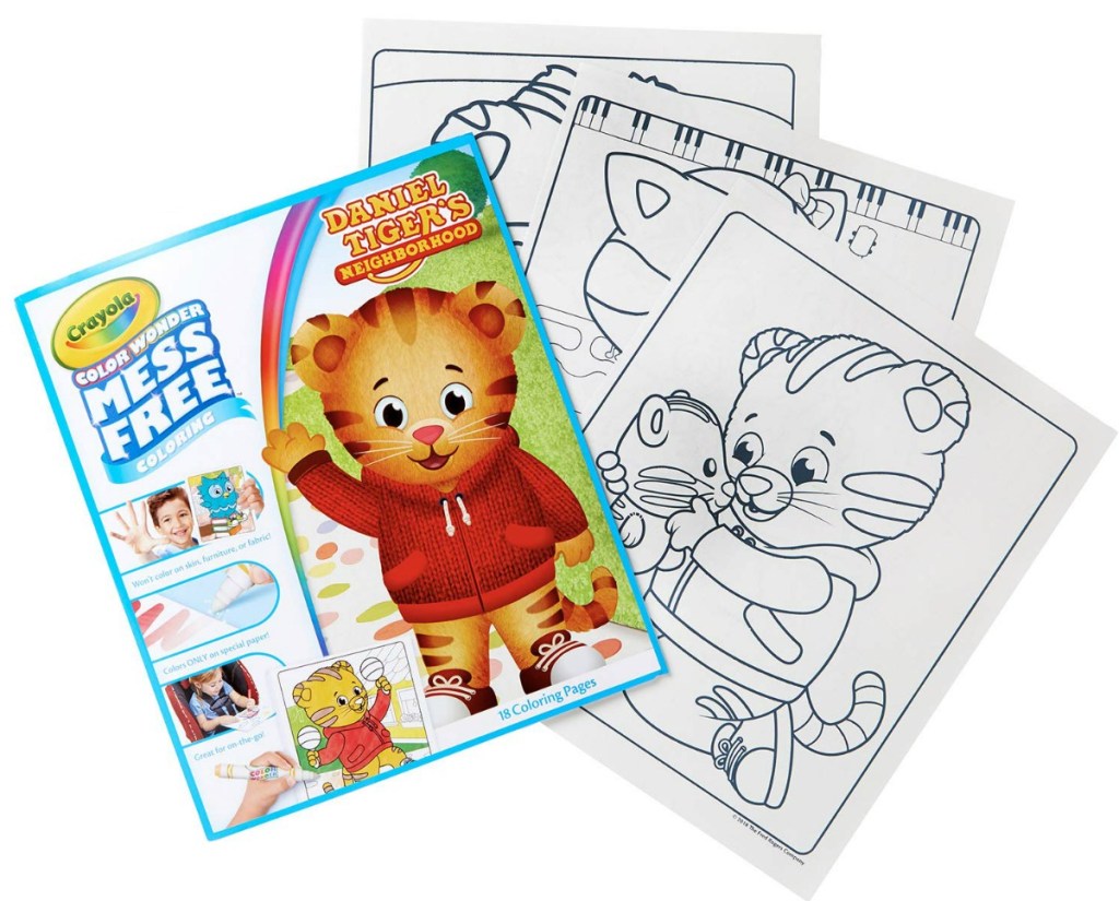 Crayola Color Wonder Daniel Tiger Coloring Pages sprawled out with package