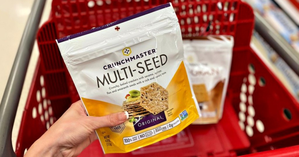 Crunchmaster crackers in Target shopping cart