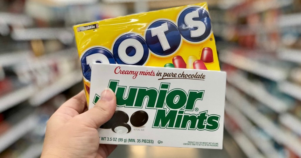 DOTS and Junior Mints theater box candy