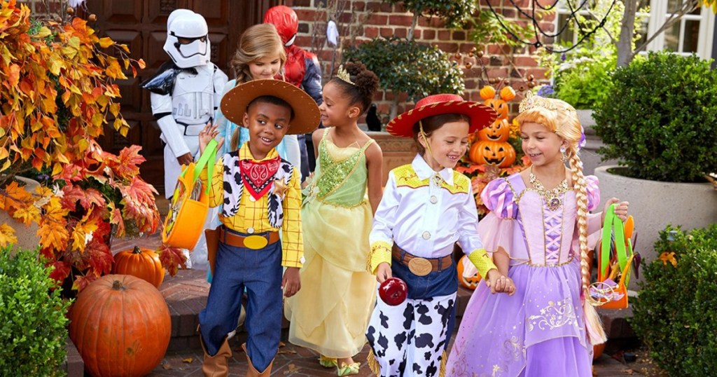 kids wearing Disney Halloween Costumes