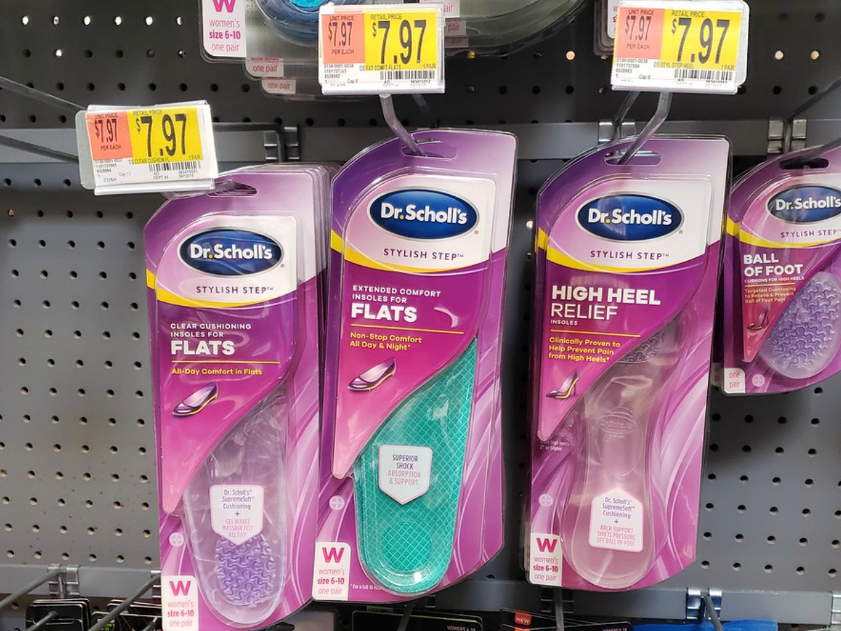 Dr. Scholl's Insoles on store shelf at Walmart