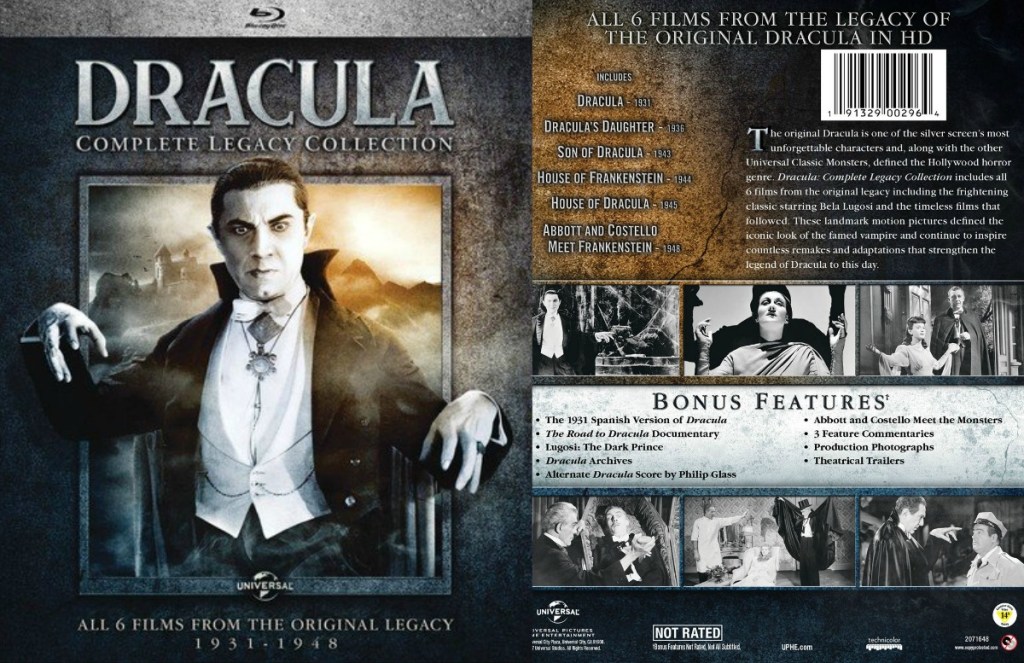 Classic Dracula move on blu ray, front and back view of case