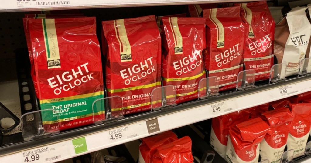 Eight O'Clock Coffee on shelf at Target
