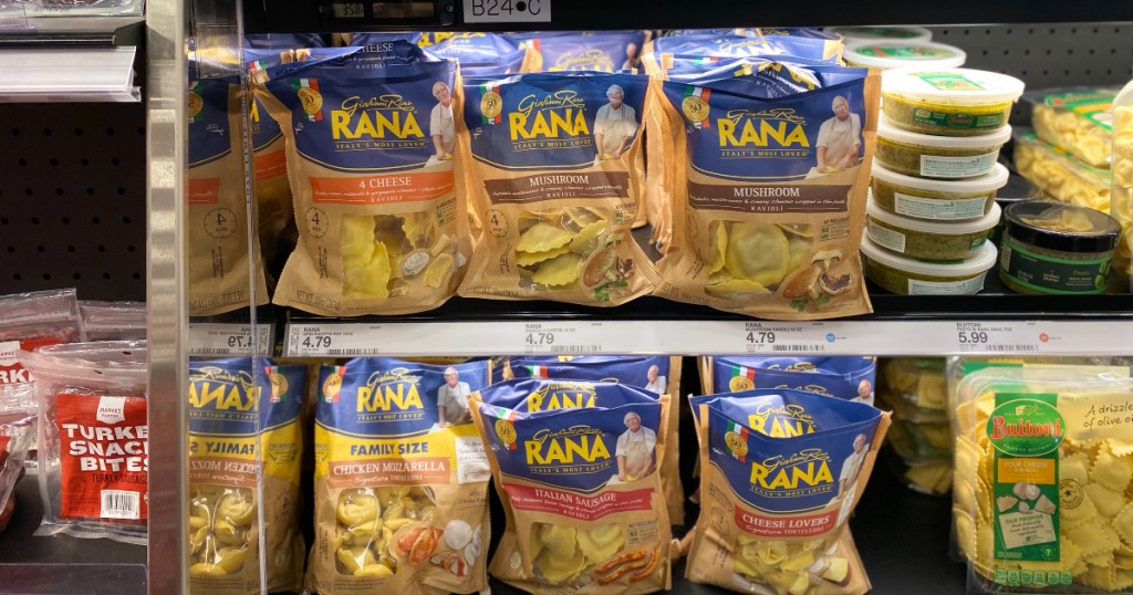 packages of giovanni rana pasta on shelf at target