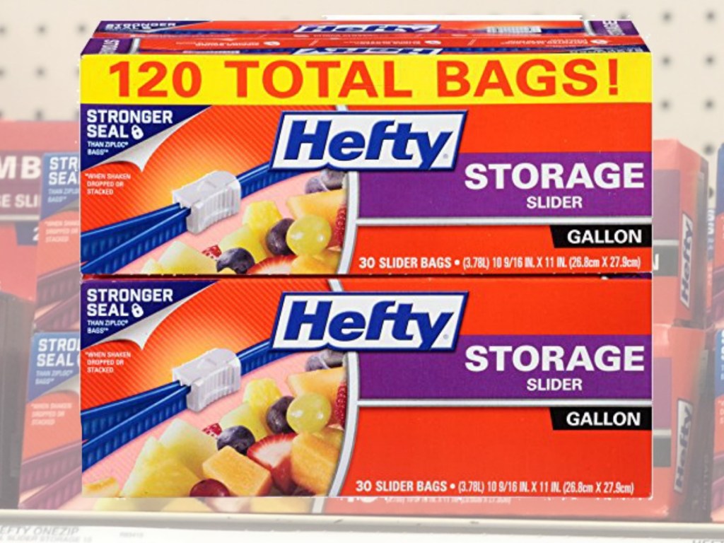 120 Count box of Hefty Storage Slider Bags