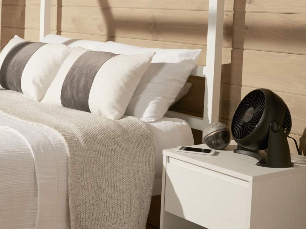 Honeywell TurboForce Air Circulator Fan on bed side table