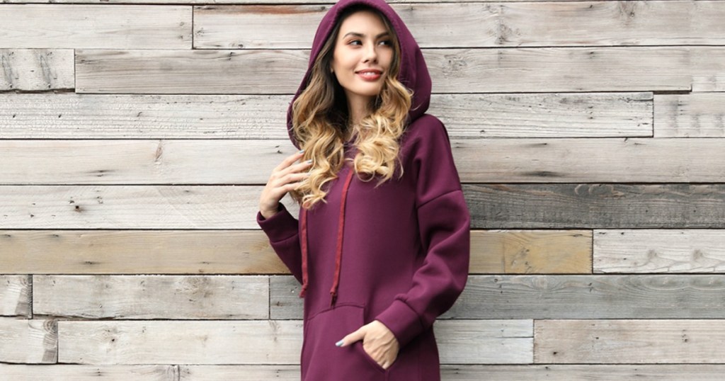 woman wearing a Hooded Dress