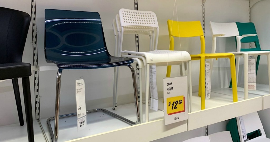 IKEA chairs sitting on shelf