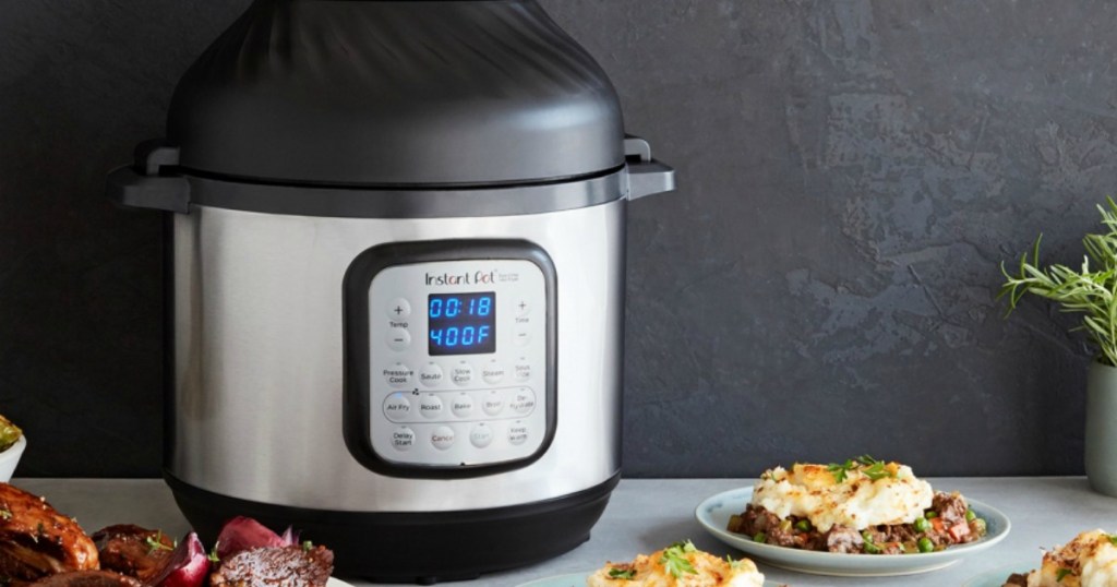 Instant Pot Duo Crisp on counter near prepare meals